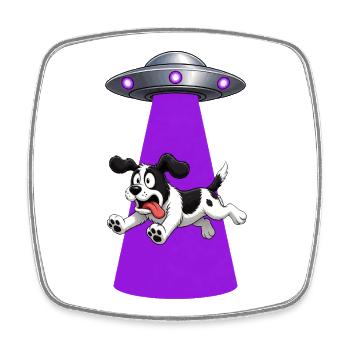 Dog Abducted By Purple UFO Beam - Square fridge magnet - white - Front