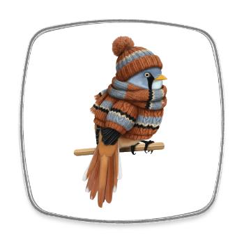 Bartmeise im Strickpullover Winter Weihnachten - Viereckiger Kühlschrankmagnet - Weiß - Vorne