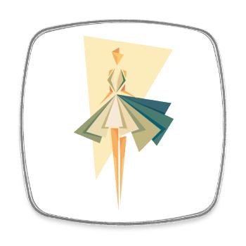 Abstrakte Modefigur – Geometrische Fashion Illustr - Viereckiger Kühlschrankmagnet - Weiß - Vorne