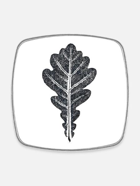 Eichenblatt / Botanischer Blätter - Abdruck - Viereckiger Kühlschrankmagnet - Weiß