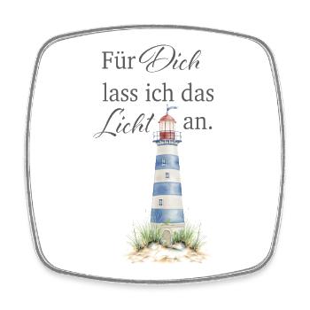 Für Dich lass ich das Licht an - Viereckiger Kühlschrankmagnet - Weiß - Vorne