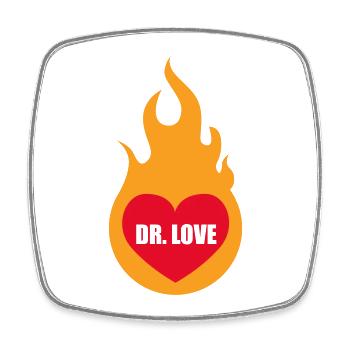 Dr. Love | Herz | Heart | Feuer | Fire | hot | - Magnet carré - blanc - Devant