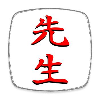 Sensei-Kanji-3d - Viereckiger Kühlschrankmagnet - Weiß - Vorne