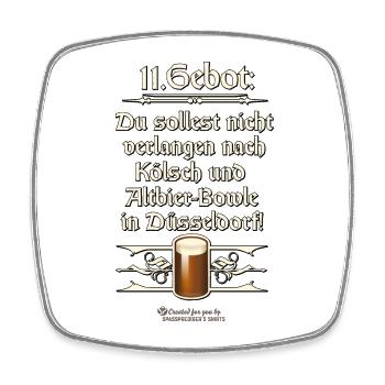 11. Gebot lustiger Spruch zu Altbier und Kölsch - Viereckiger Kühlschrankmagnet - Weiß - Vorne