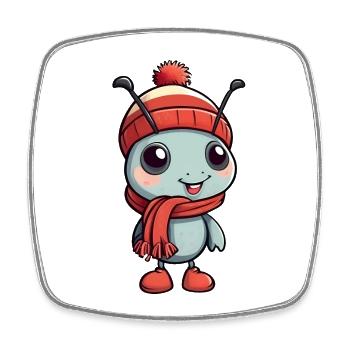 Cute ant in festive winter look! - Square fridge magnet - white - Front