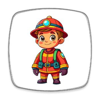 Hero in red the firefighter - Square fridge magnet - white - Front