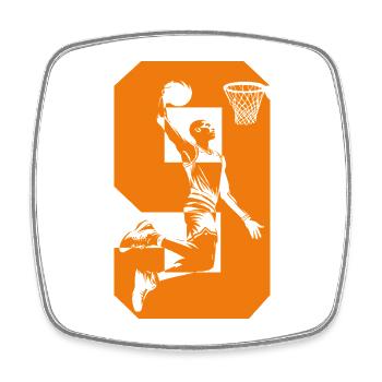 NUMBER 9 BASKETBALL 9TH BIRTHDAY - Square fridge magnet - white - Front