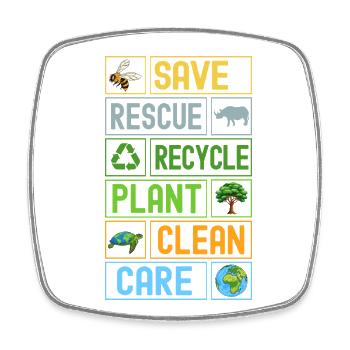 Save Rescue Recycle Nettoyage des plantes Entretien - Magnet carré - blanc - Devant