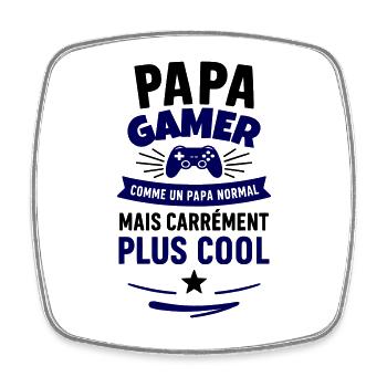 Papa gamer – plus cool qu’un papa normal - Magnet carré - blanc - Devant