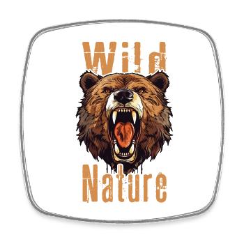 Grizzly Bear Roaring Bear Head Nature Wilderness Forest - Square fridge magnet - white - Front