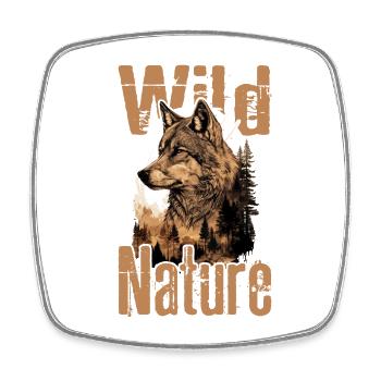 Loup Tête de loup Forêt Nature Nature Montagnes Nature sauvage Coloré - Magnet carré - blanc - Devant