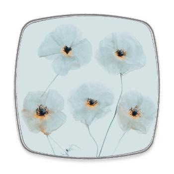Poppy Flowers Blue Orange - Square fridge magnet - white - Front