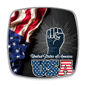 USA, Sterne und Gürtel - Viereckiger Kühlschrankmagnet - Weiß - Vorne