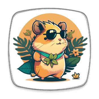 Cool Hamster 1 - Viereckiger Kühlschrankmagnet - Weiß - Vorne
