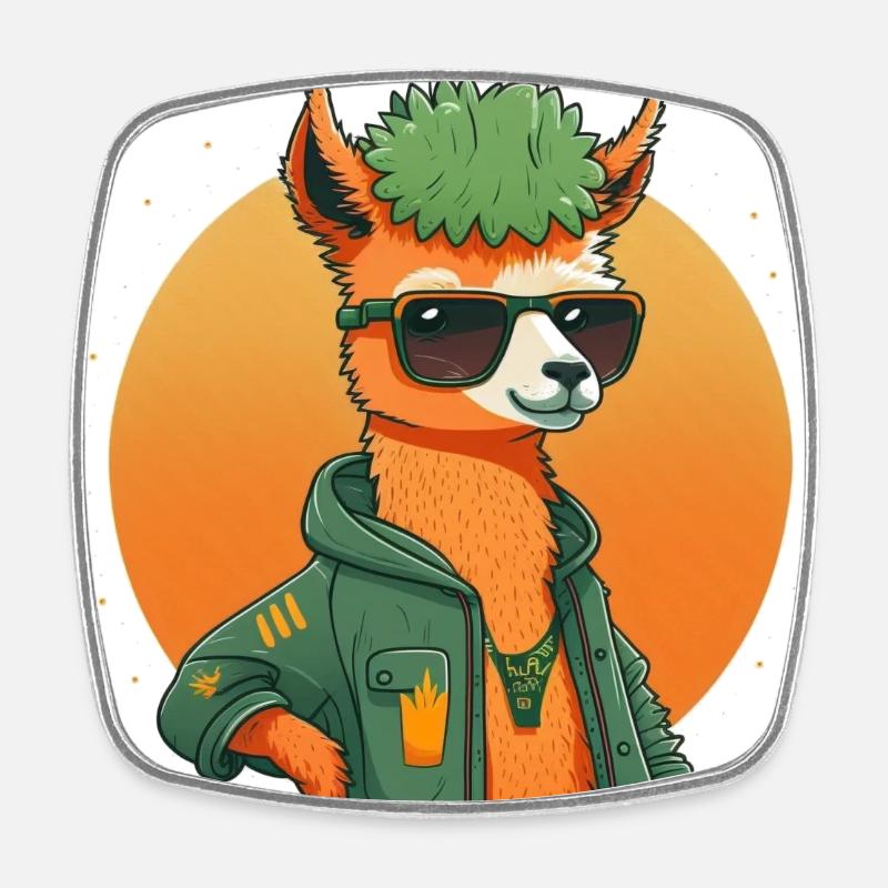 Lama cool 1 - Magnet carré - blanc