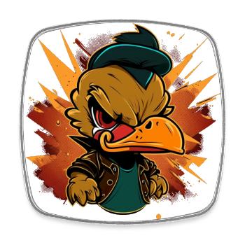 Angry duck 3 - Square fridge magnet - white - Front