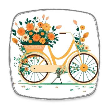 Sweet Adventure Flower Wheel Tour 8 - Square fridge magnet - white - Front