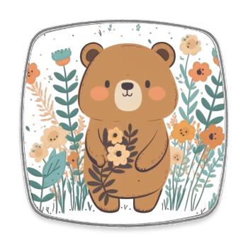 Süßer Teddy Bär - Viereckiger Kühlschrankmagnet - Weiß - Vorne