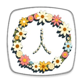 Peace Flower Power 1 - Square fridge magnet - white - Front