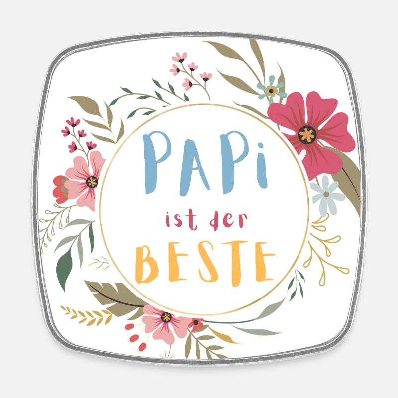 Papi ist der Beste! Niedlicher Blumenkranz - Viereckiger Kühlschrankmagnet - Weiß