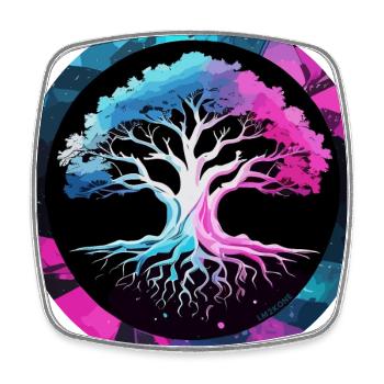 Arbre de vie multicolore - Yggdrasil World Tree - Magnet carré - blanc - Devant