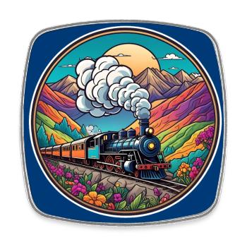Nostalgic Railway Train Smoking Locomotive - Square fridge magnet - white - Front