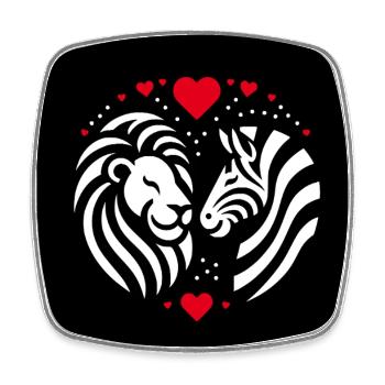 Leo and Zebra Love and Friendship - Square fridge magnet - white - Front