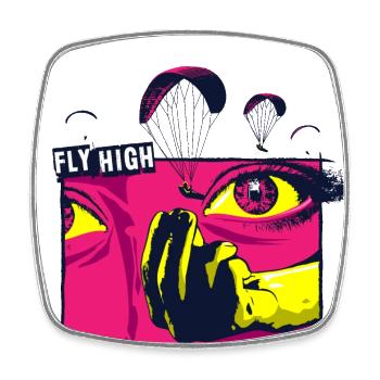 Paragliding Eyes Fly High - Viereckiger Kühlschrankmagnet - Weiß - Vorne