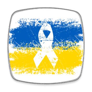 Ukrainian flag with peace ribbon - Square fridge magnet - white - Front