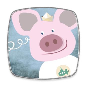 Poster pig nursery ahoy moin - Square fridge magnet - white - Front
