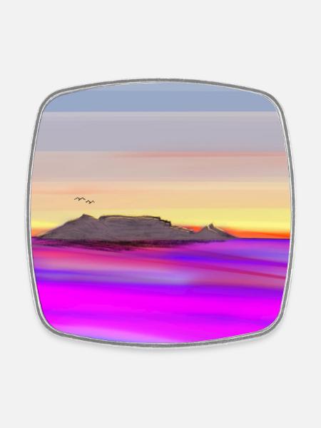 table mountain sketch - Viereckiger Kühlschrankmagnet - Weiß
