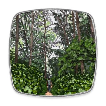 Walk through the woods - Square fridge magnet - white - Front
