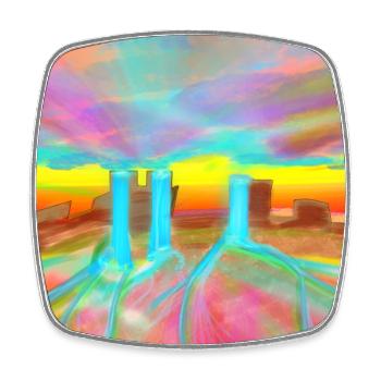 Nature light show sketch - Viereckiger Kühlschrankmagnet - Weiß - Vorne