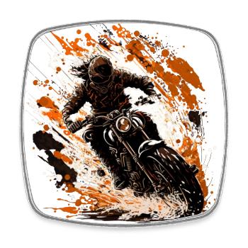 Born for dirt biking: motocross motif - Square fridge magnet - white - Front