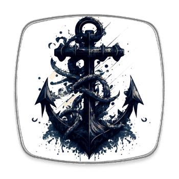 beautiful maritime anchor from a sailing ship - Square fridge magnet - white - Front