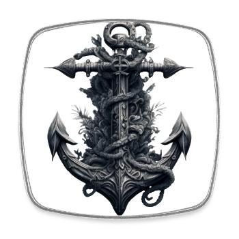 beautiful maritime anchor from a sailing ship - Square fridge magnet - white - Front