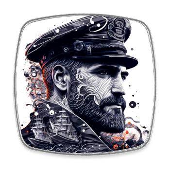 Adventure on the high seas, sailor sailing ship - Square fridge magnet - white - Front