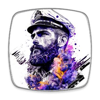 Adventure on the high seas, sailor sailing ship - Square fridge magnet - white - Front