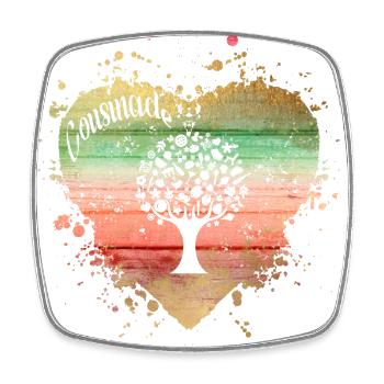 cousinade arbre coeur a personnaliser - Magnet carré - blanc - Devant