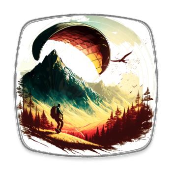 High above the clouds, cool paraglider - Square fridge magnet - white - Front