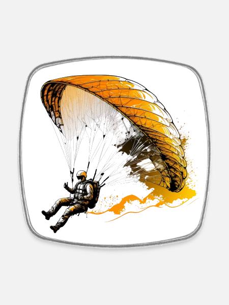 Paragliders above the clouds - Square fridge magnet - white