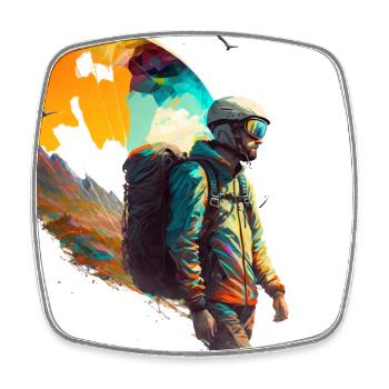 Hero of the Skies, Paraglider - Square fridge magnet - white - Front