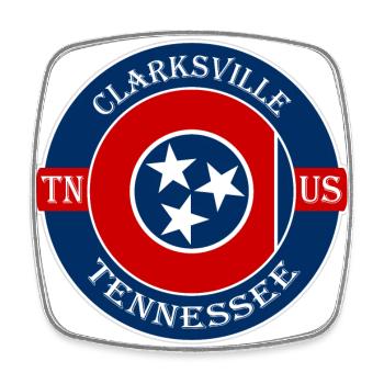 Clarksville Tennessee Flagge USA Souvenir Abzeichen - Viereckiger Kühlschrankmagnet - Weiß - Vorne