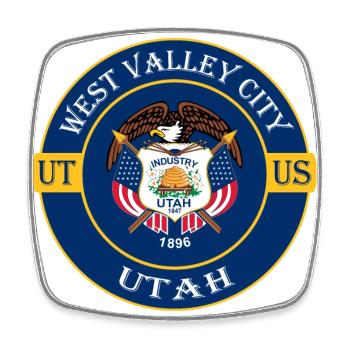 West Valley City Utah Flag USA Souvenir Badge - Square fridge magnet - white - Front