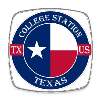 College Station Texas Flagge USA Souvenir Abzeichen - Viereckiger Kühlschrankmagnet - Weiß - Vorne