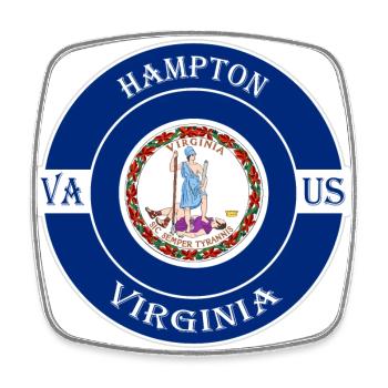 Hampton Virginia Flagge USA Reise Souvenir Abzeichen - Viereckiger Kühlschrankmagnet - Weiß - Vorne