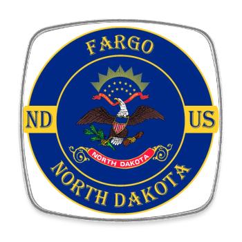 Fargo North Dakota Flagge USA Reise Souvenir Abzeichen - Viereckiger Kühlschrankmagnet - Weiß - Vorne
