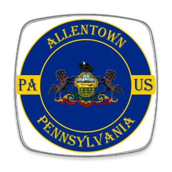 Allentown Pennsylvania Flag USA Souvenir Badge - Magnet carré - blanc - Devant