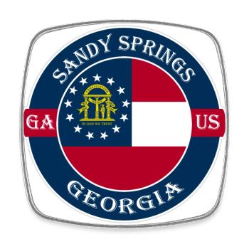 Sandy Springs Georgia Flag USA Souvenir Badge - Square fridge magnet - white - Front