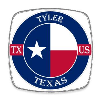 Tyler Texas Flagge USA Reise Souvenir Abzeichen - Viereckiger Kühlschrankmagnet - Weiß - Vorne